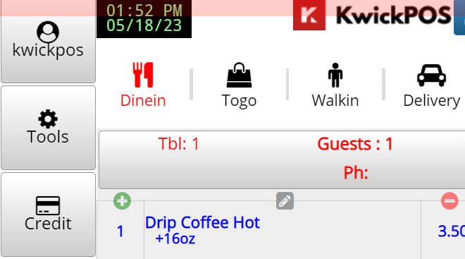 Dinein Order